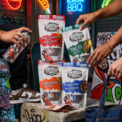 Four flavours of beef jerky