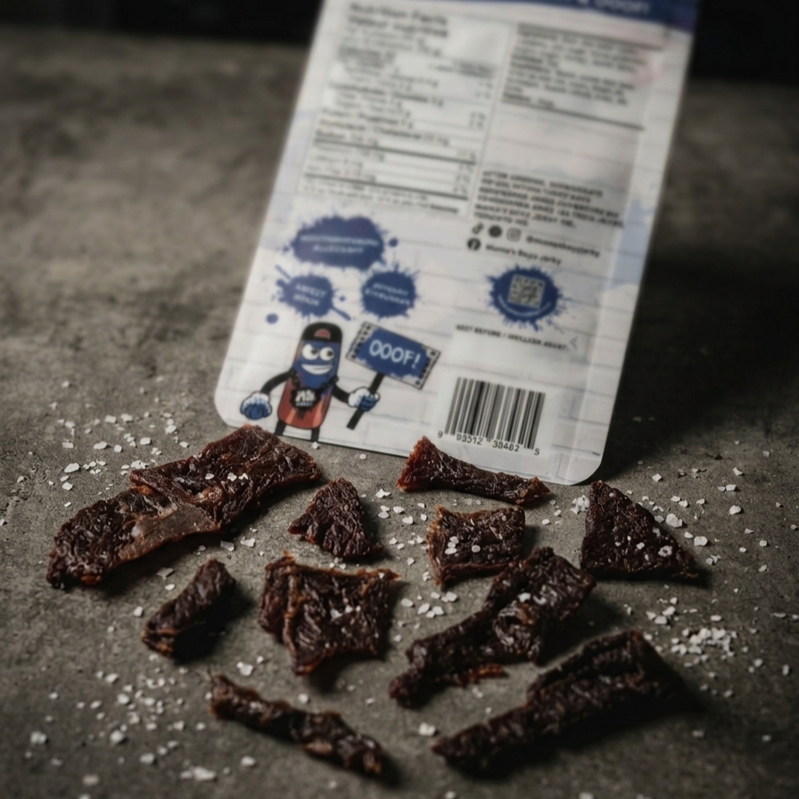 Beef Jerky pieces with coarse salt